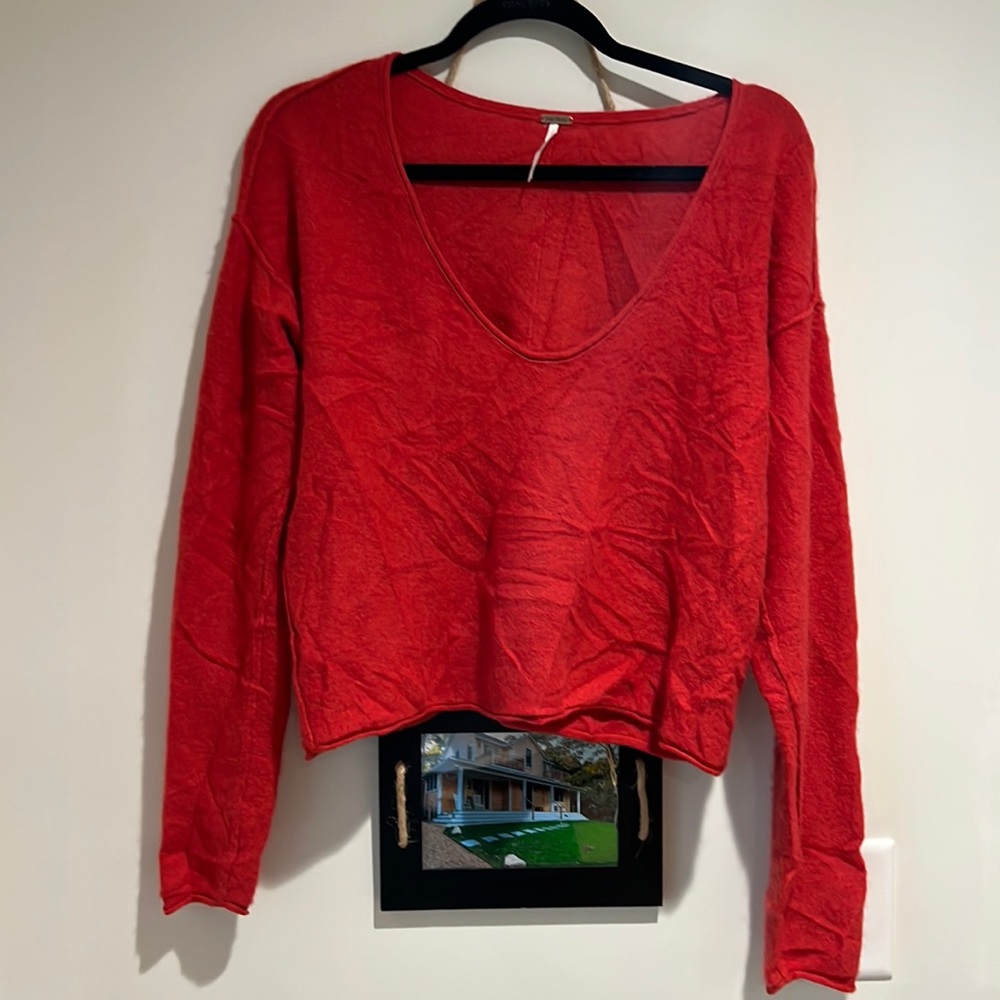 Free people 100% cashmere cropped sweater